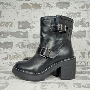 NEW DKNY Daray Black Buckle Detail Moto Boots W553